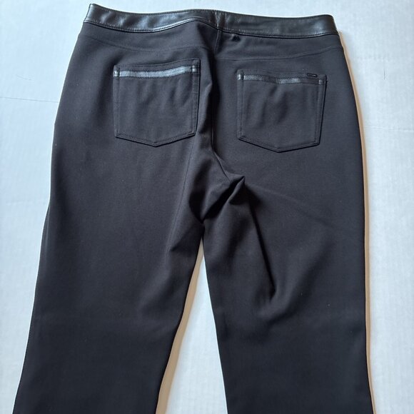 White House Black Market Black Leggings With Faux Leather Size 14L The Leggings - Picture 7 of 8